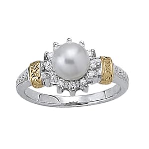 Pearl Halo Color Ring (0.18 ct. tw.) — View 1