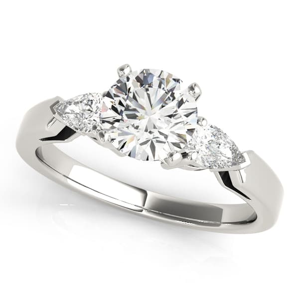 3-Stone Round &amp; Pear Engagement Ring — style 83365 in 10k White Gold