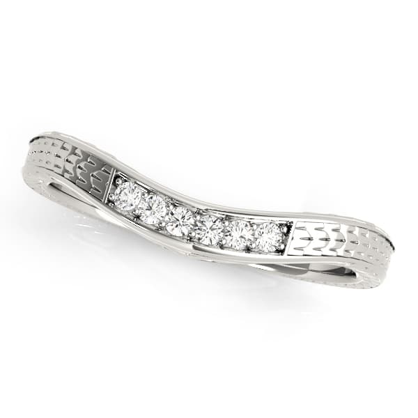 Prong Set Filigree Curved Wedding Band (0.06 ct. tw.) — View 1