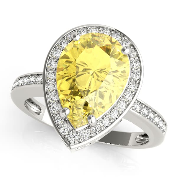 Single Row Pear-Cut Halo Color Ring — 13X8 MM (0.28 ct. tw.) — View 1