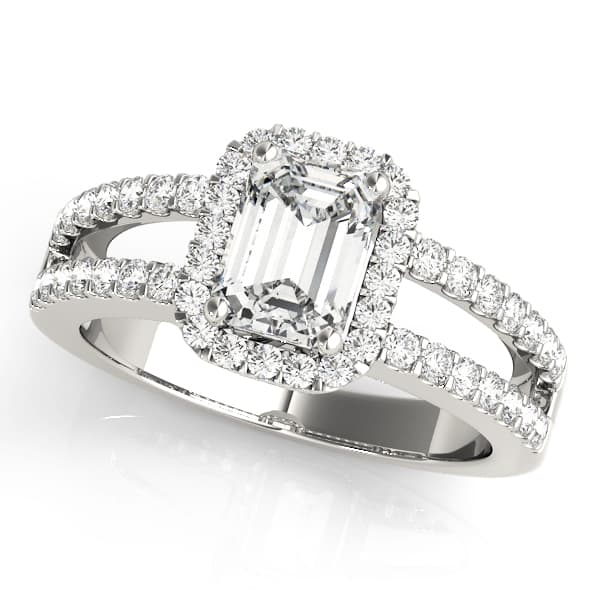 Engagement Rings Halo Emerald in 10k White Gold