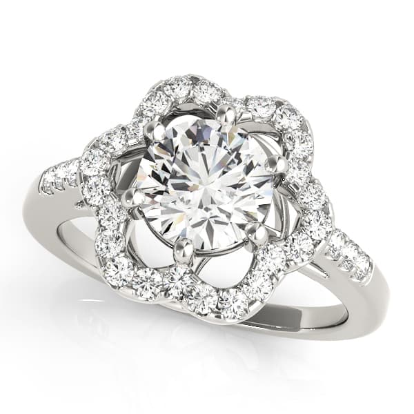 Engagement Rings Halo Round in 10k White Gold