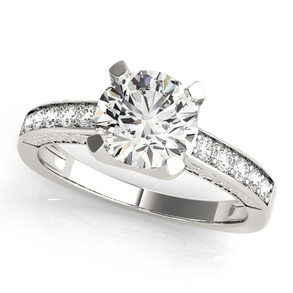 Channel Set Single Row Engagement Ring in 10k White Gold