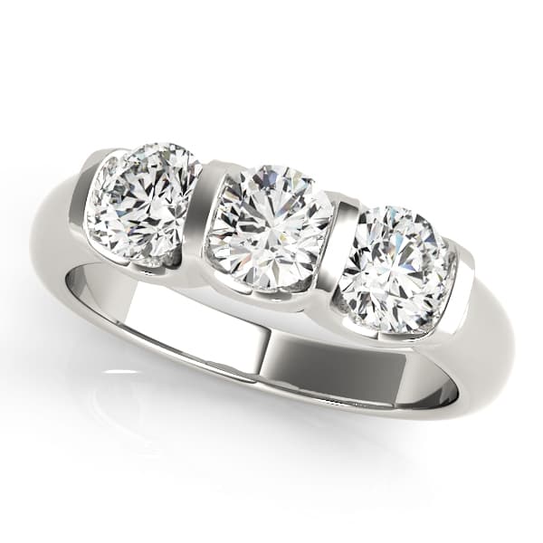 3-Stone U-Prong Engagement Ring in 10k White Gold