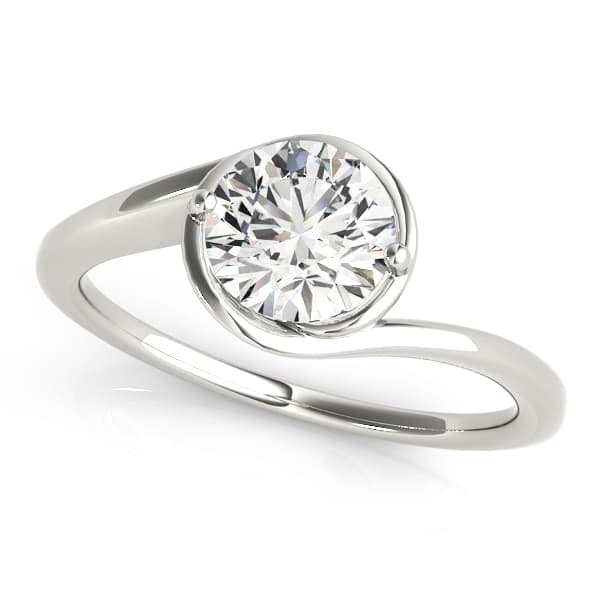 Solitaire Bypass Engagement Ring in 10k White Gold