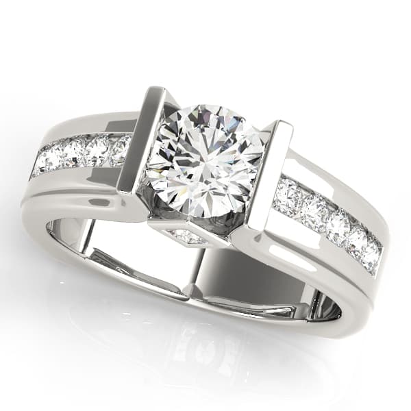 Single Row Channel Set Engagement Rings in 10k White Gold