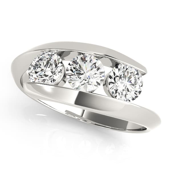 3-Stone Bypass Engagement Rings in 10k White Gold