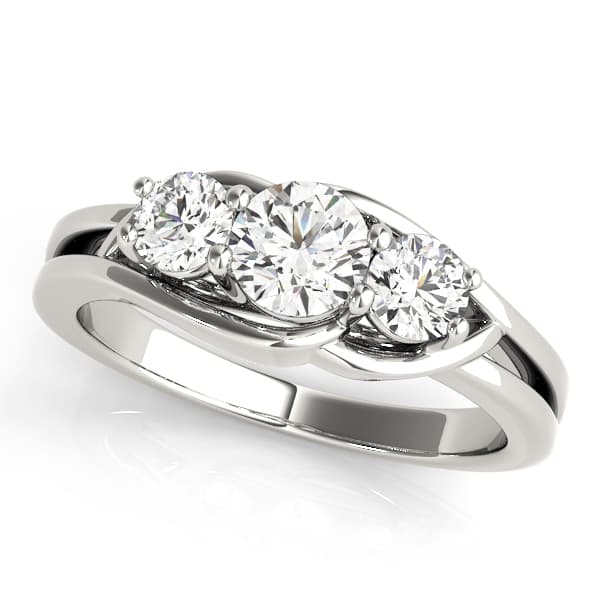 3-Stone Round Split Shank Engagement Ring in 10k White Gold