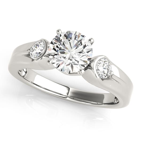 3-Stone Half Bezel Engagement Ring — style 83853 in 10k White Gold