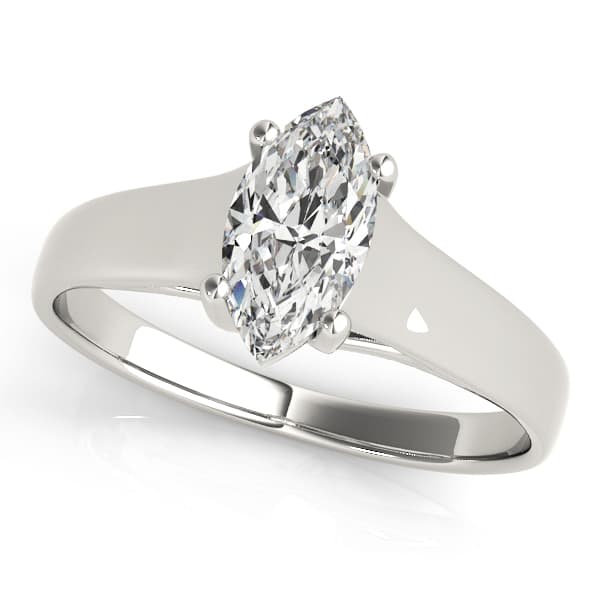 Solitaire Trellis Engagement Ring in 10k White Gold