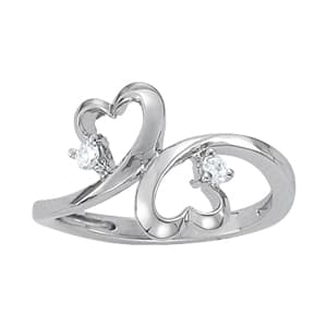 2-Stone Heart Shaped Fashion Rings (0.08 ct. tw.) — View 1