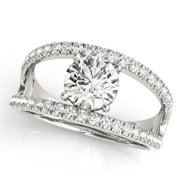 Multirow Split Prong Engagement Rings in 10k White Gold
