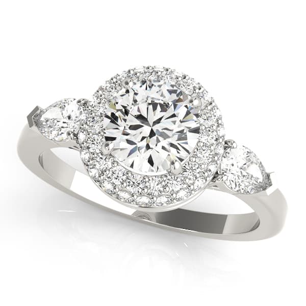Engagement Rings Halo Round in 10k White Gold