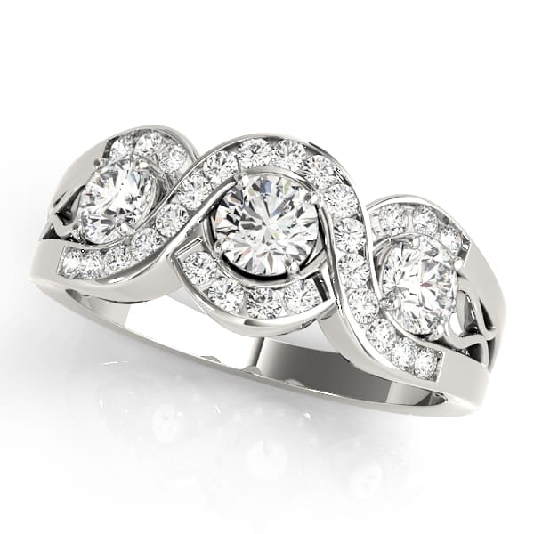 Infinity Twisted Channel Set Engagement Rings in 10k White Gold