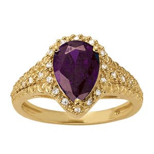 Pear Shaped Color Rings (0.1 ct. tw.) — White Gold