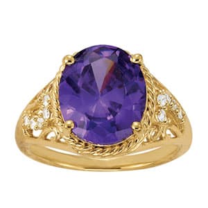 Oval Shape Color Ring (0.1 ct. tw.) — White Gold