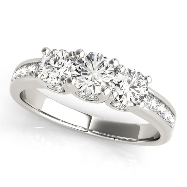 3-Stone Channel Set Engagement Ring in 10k White Gold