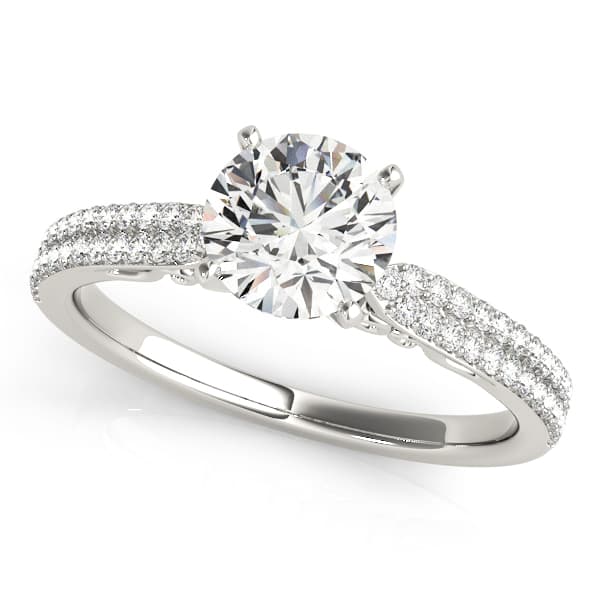 Double Row Pavé Solitaire Engagement Rings — style 84271 in 10k White Gold
