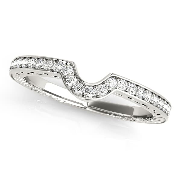 Curved Prong In Channel Wedding Band (1/8 ct. tw.) — White Gold
