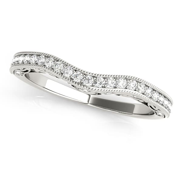 Antique Style Filigree Milgrain Curved Wedding Band (0.21 ct. tw.) — View 1