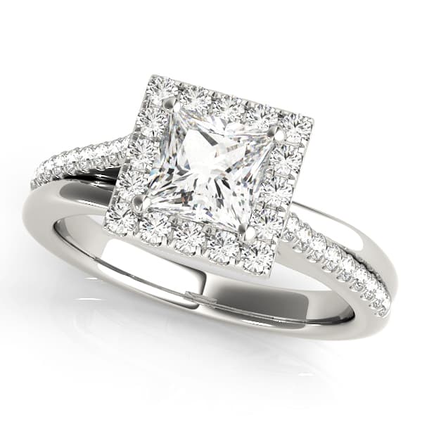 Split Prong Cushion Halo Engagement Rings in 10k White Gold