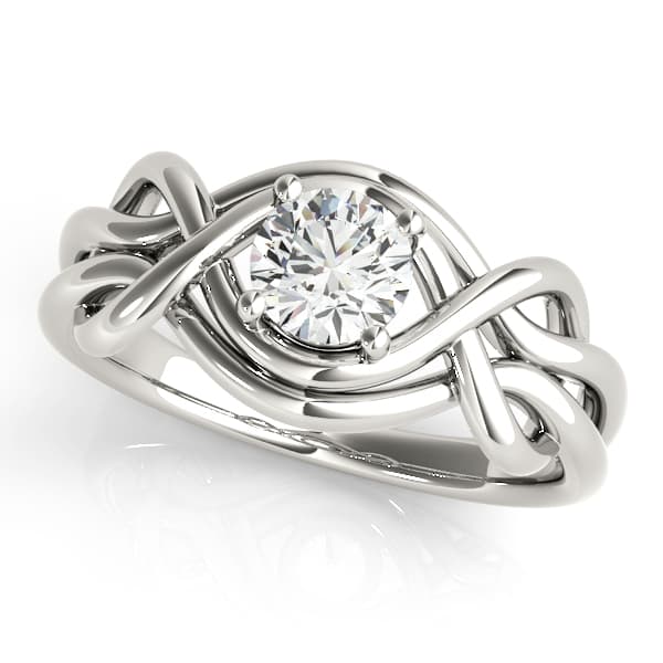 Solitaire Love Knot Engagement Rings in 10k White Gold