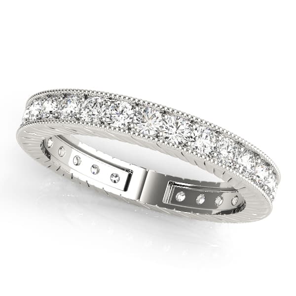 Eternity Milgrain Prong In Channel Wedding Band — .03 PT (0.81 ct. tw.) — View 1
