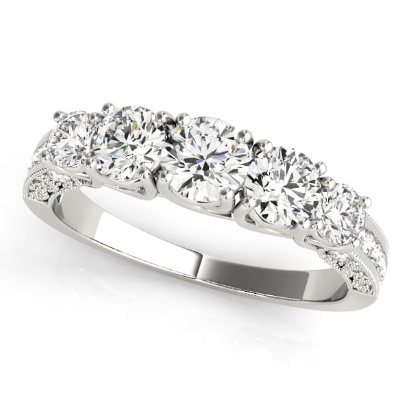 Prong Set Milgrain Trellis Wedding Band (0.81 ct. tw.) — View 1