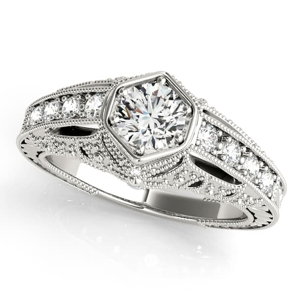 Antique Engagement Ring in 10k White Gold