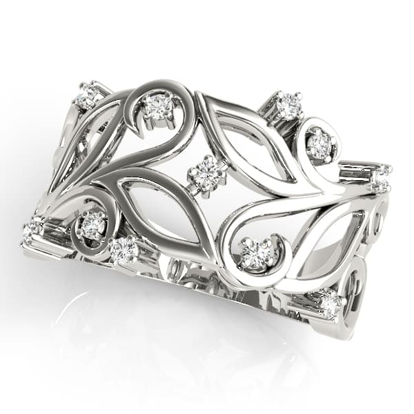Nature Inspired Filigree Floral Wedding Rings (0.16 ct. tw.) — View 1