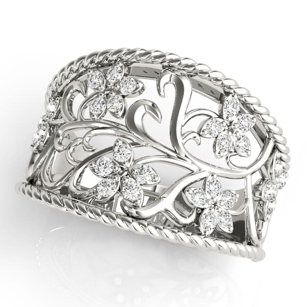 Floral Filigree Fashion Ring (1/8 ct. tw.) — View 1