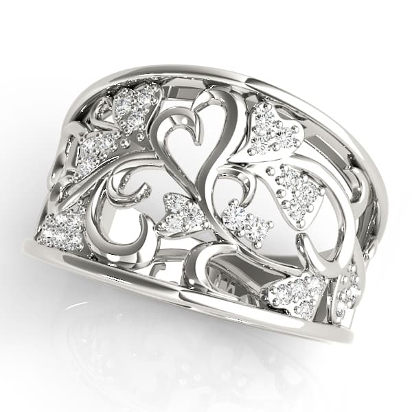 Filigree Heart Shaped Wedding Rings (0.15 ct. tw.) — View 1