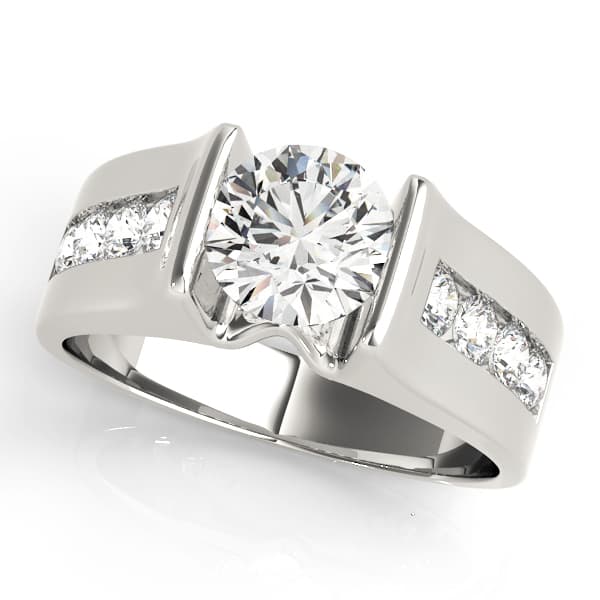 Single Row Channel Set Engagement Ring in 10k White Gold