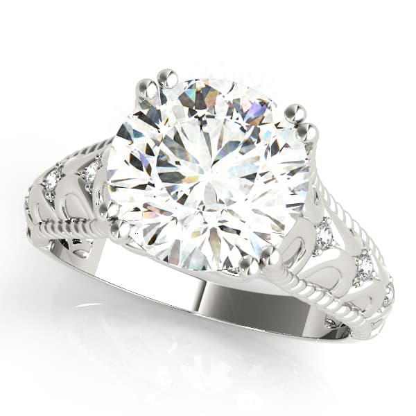 Double Prong Braided Shank Engagement Rings in 10k White Gold