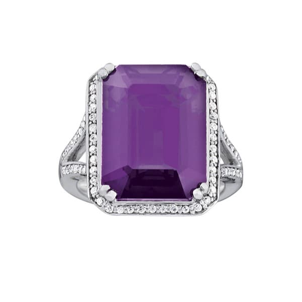 Emerald-Cut Halo Color Fashion Rings (3/8 ct. tw.) — View 1