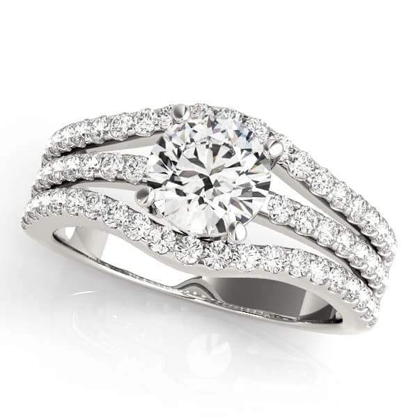 3 Row Engagement Ring in 10k White Gold