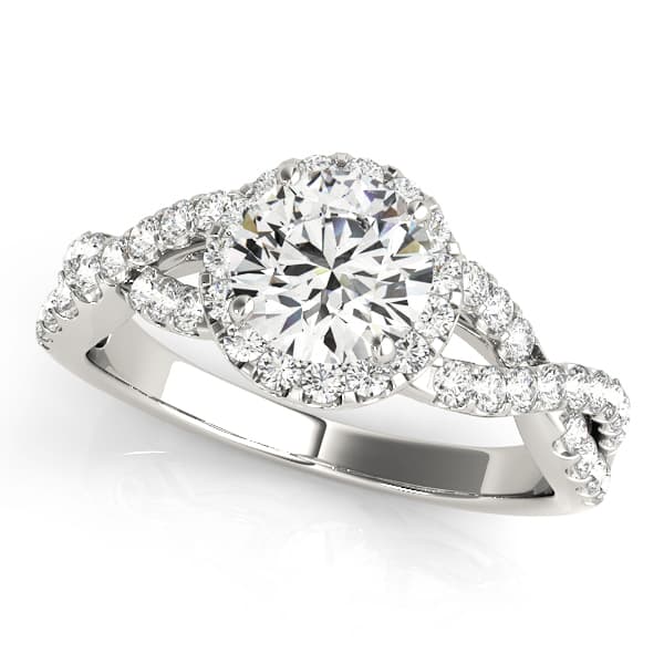 Infinity Twisted Halo Engagement Ring in 10k White Gold