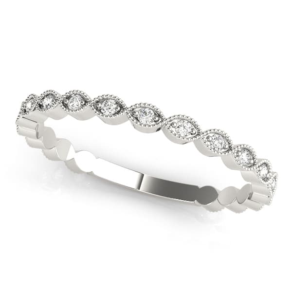 Marquise Shaped Milgrain Stackable Band (1/8 ct. tw.) — View 1