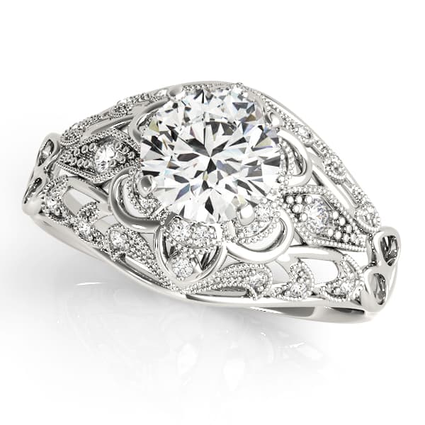 Vintage-Inspired Halo Filigree Engagement Ring — style 84670 in 10k White Gold