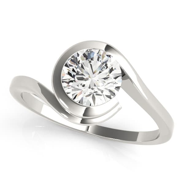 Bypass Swirl Solitaire Engagement Ring in 10k White Gold