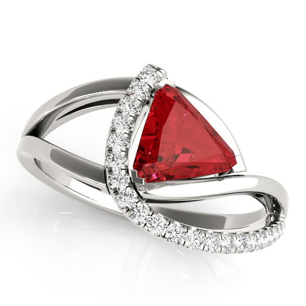 Single Row Twisted Trillion Cut Engagement Ring — style 84753 in 10k White Gold