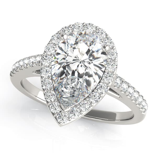 Pear Halo Engagement Ring in 10k White Gold