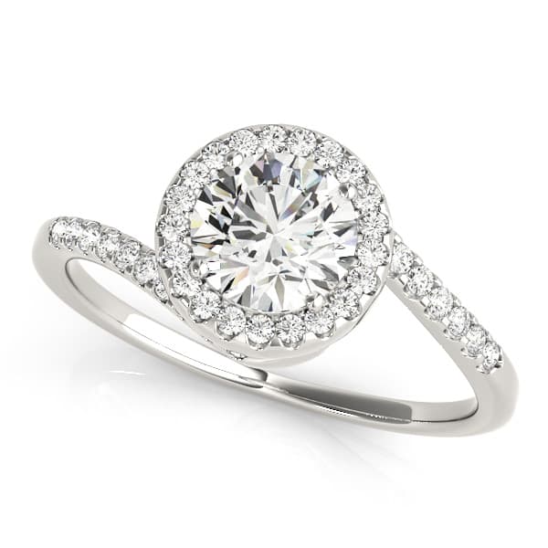 Bypass Halo Engagement Rings in 10k White Gold