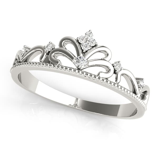 Filigree Crown Shape Milgrain Fashion Rings (0.04 ct. tw.) — View 1