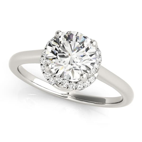 Solitaire Round Halo Engagement Ring in 10k White Gold