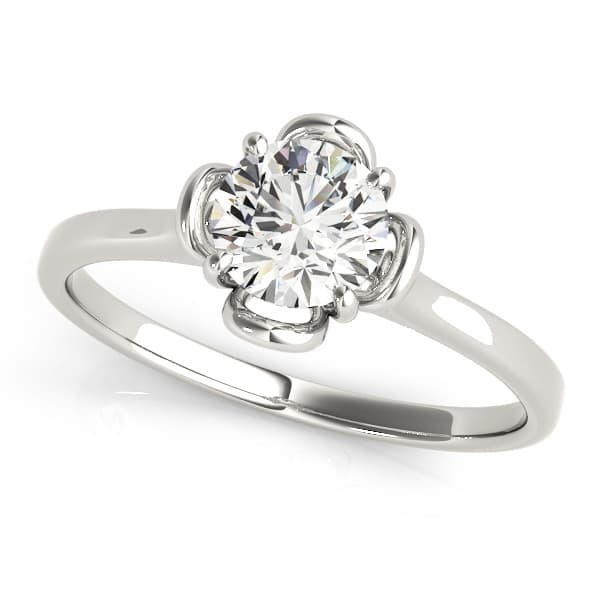 Solitaire Accented Cathedral Engagement Rings in 10k White Gold