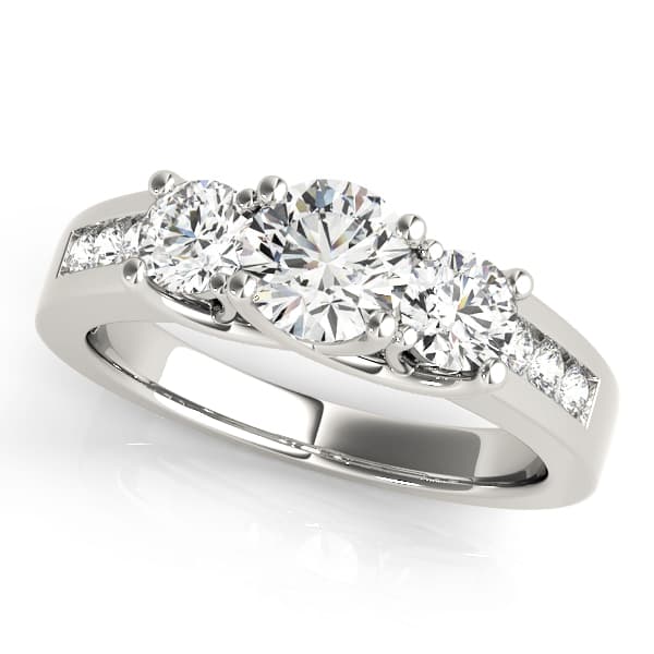 3-Stone Trellis Engagement Ring in 10k White Gold