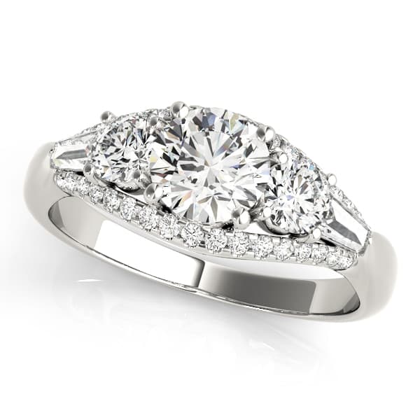 3-Stone Split Shank Engagement Rings in 10k White Gold