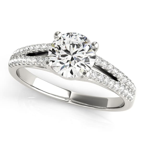 Solitaire Split Shank Engagement Ring in 10k White Gold