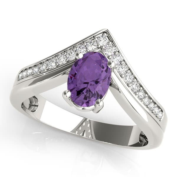 V-Shaped Prong In Channel Oval Color Ring (1/8 ct. tw.) — View 1